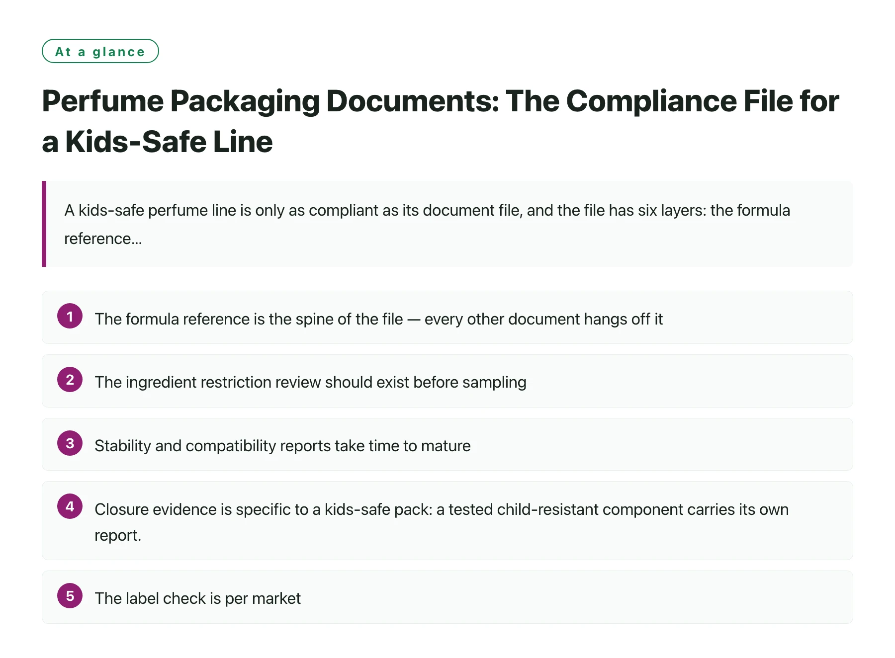 Perfume Packaging Documents: The Compliance File for a Kids-Safe Line——全文要点速览